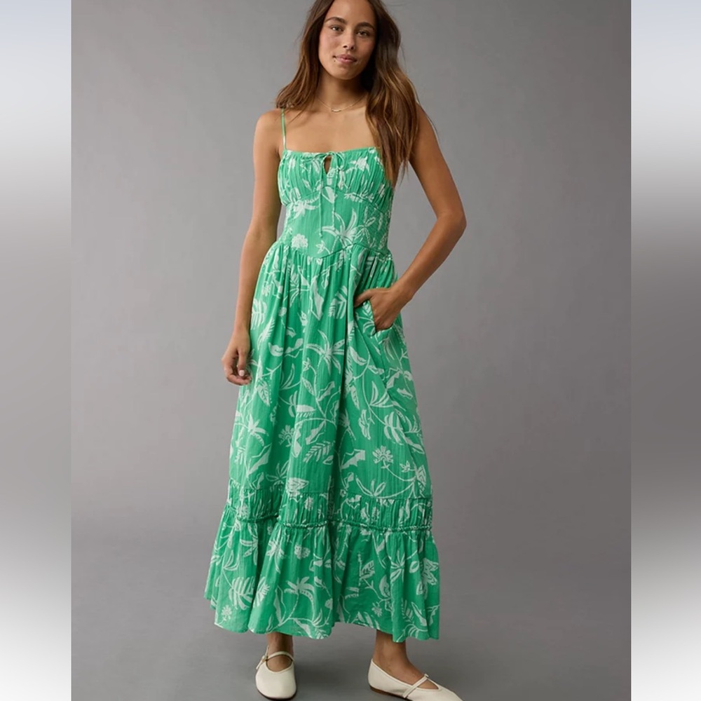 AE corset tiered midi dress